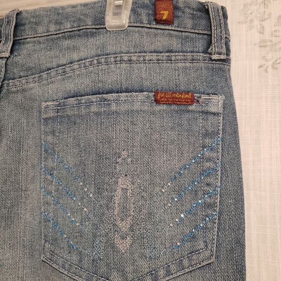 7 For All Mankind A Pocket Boot Cut Jeans  Blue Medium Wash Denim Y2K Size 31 - Picture 4 of 10